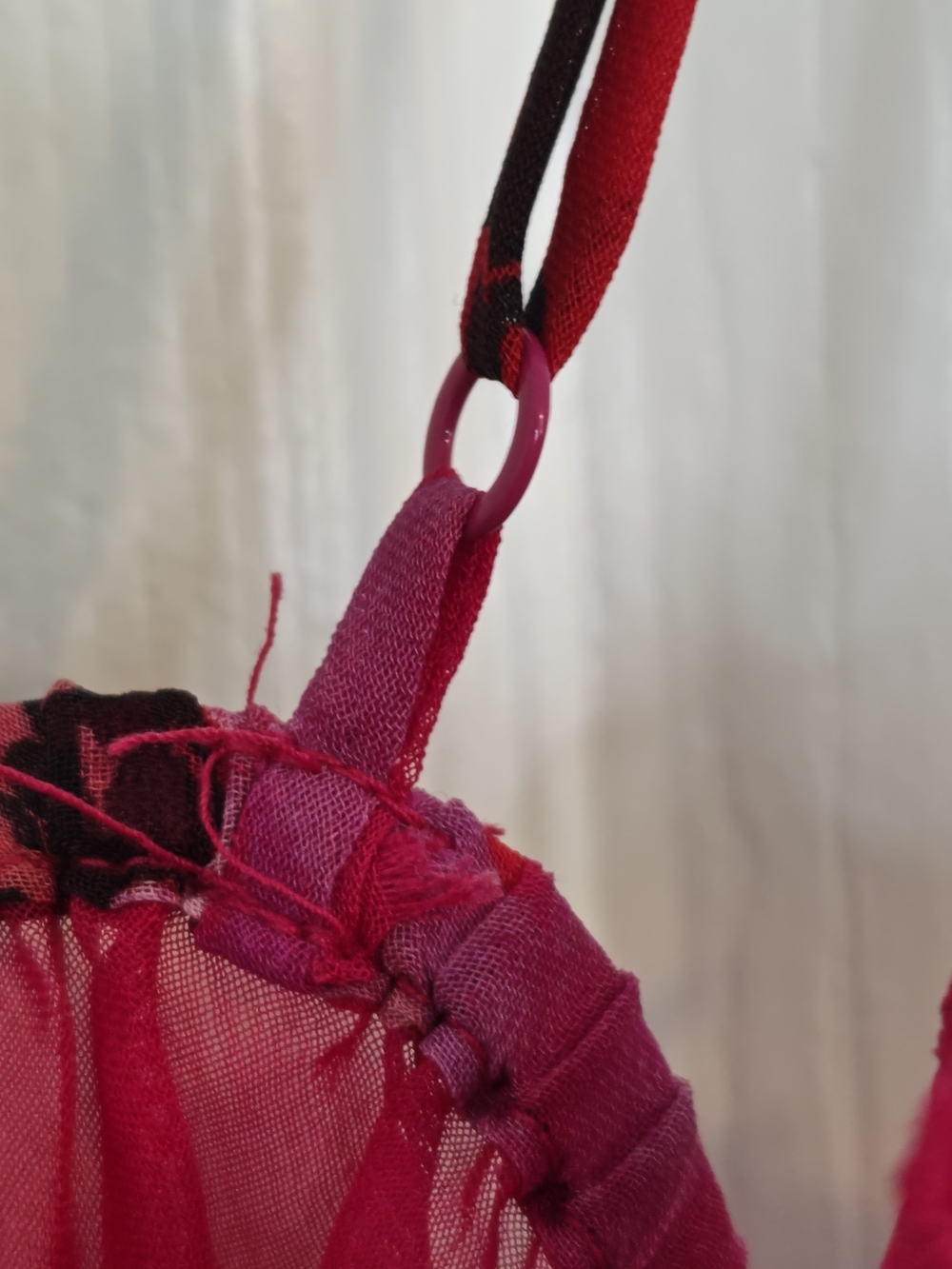 Vintage La SENZA Y2K Hot Pink  Floral Ruffled Sheer Mesh Babydoll Chemise Size M - Picture 8 of 14